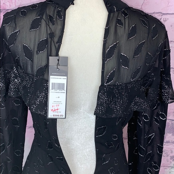 Bcbgmaxazria metallic clip dot ruffle dress 0 NWT - Picture 5 of 8